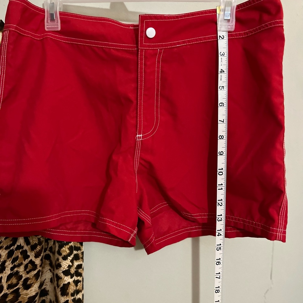 Swimming shorts red worn a few times don’t fit me anymore no rips tears or stain